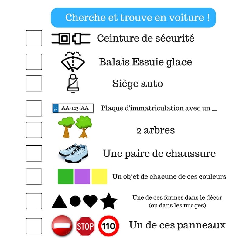 Le jeu du cherche et trouve en voiture