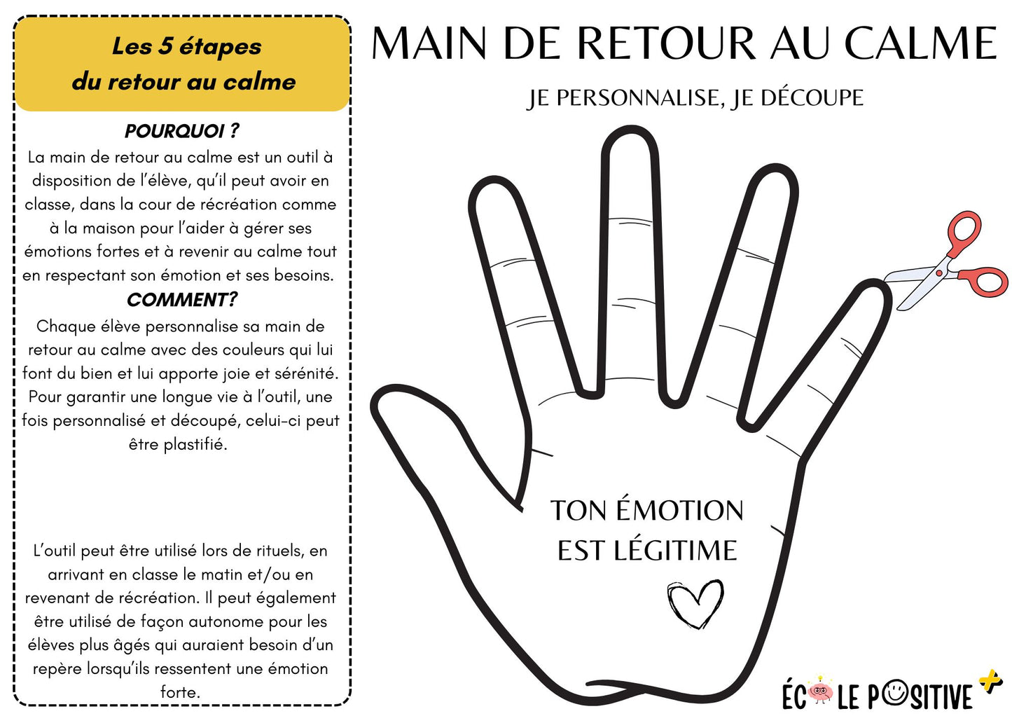 La main de retour au calme (spécial école)