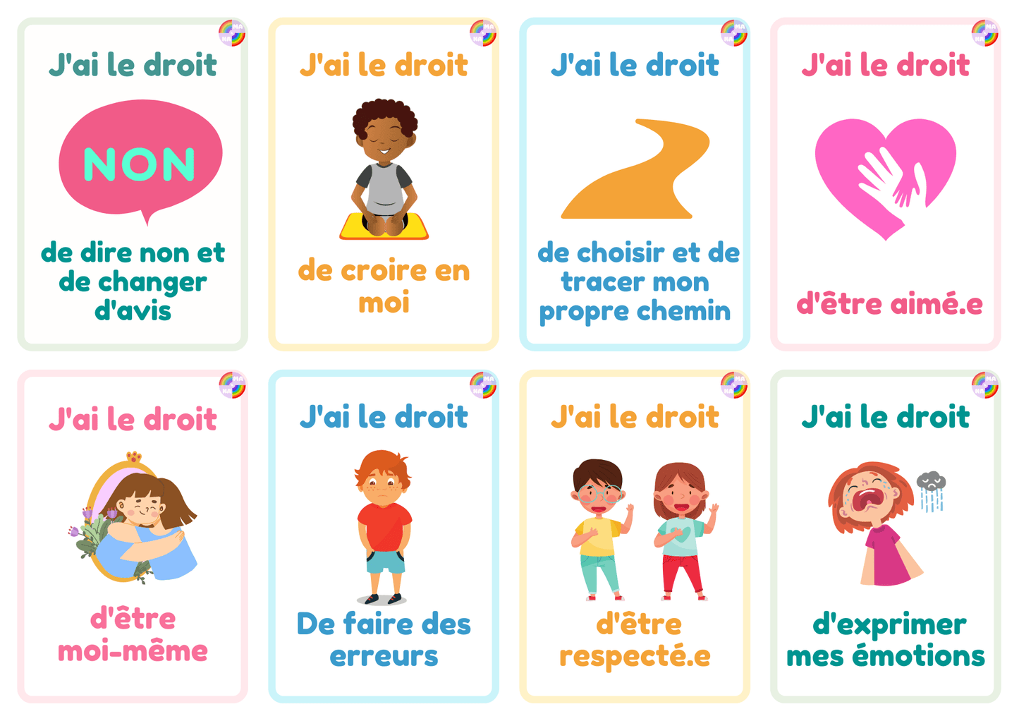 Kit de cartes "droits" et "besoins"(produit physique)