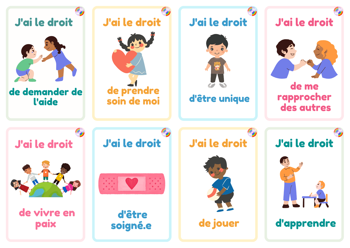 56 cartes "j'ai le droit"