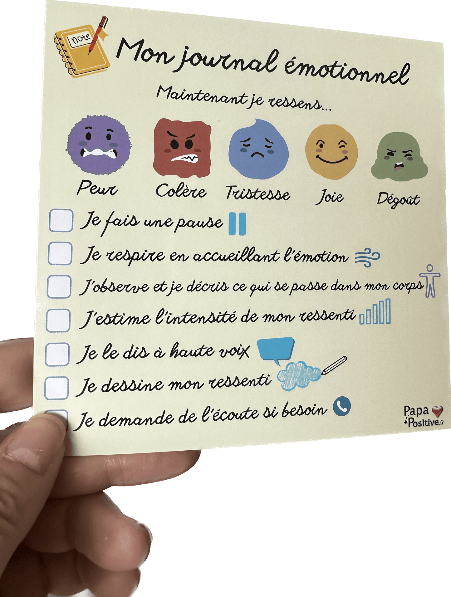 Cartes de régulation émotionnelle (journal émotionnel)