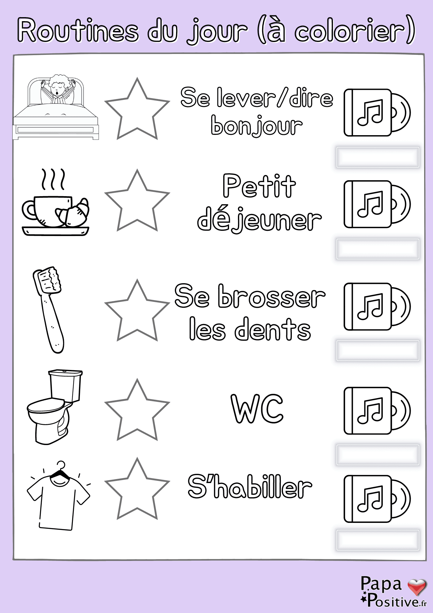 Routines à colorier (du matin)