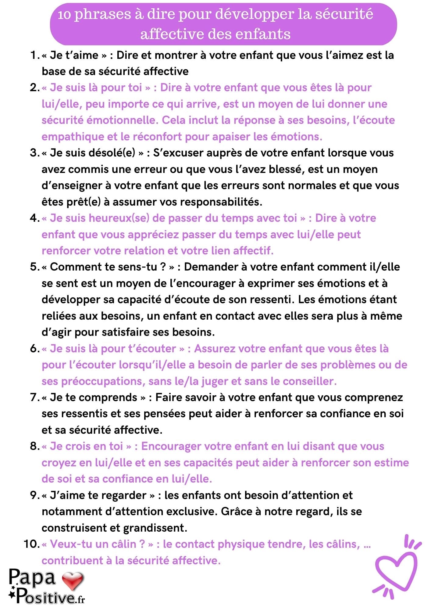 10 phrases à dire pour développer la sécurité affective des enfants