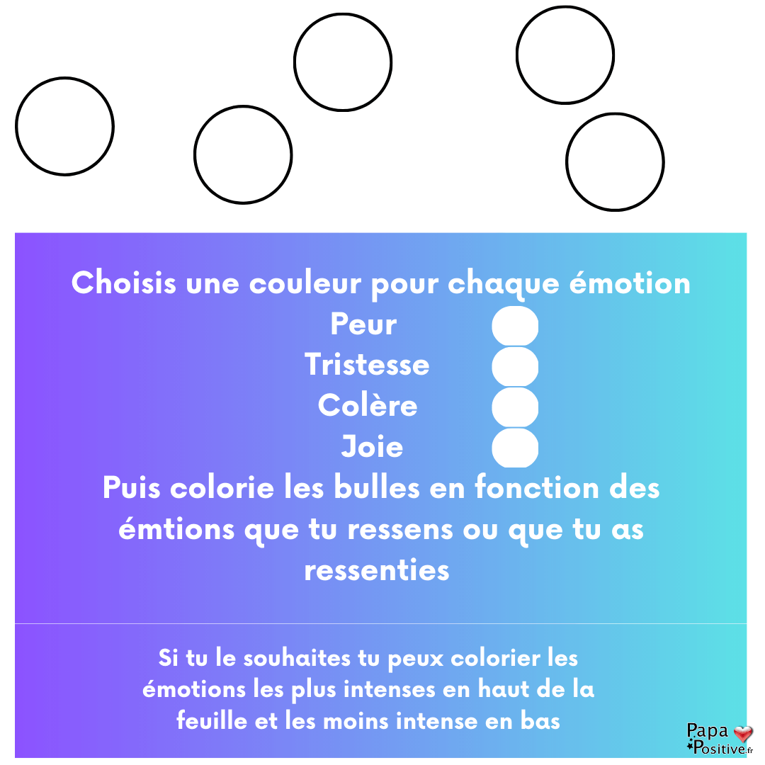 Les bulles émotions à colorier
