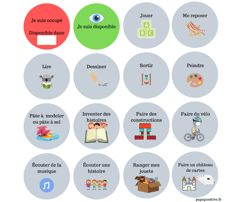 Roue et suggestions d'activités pour les enfants qui s'ennuient