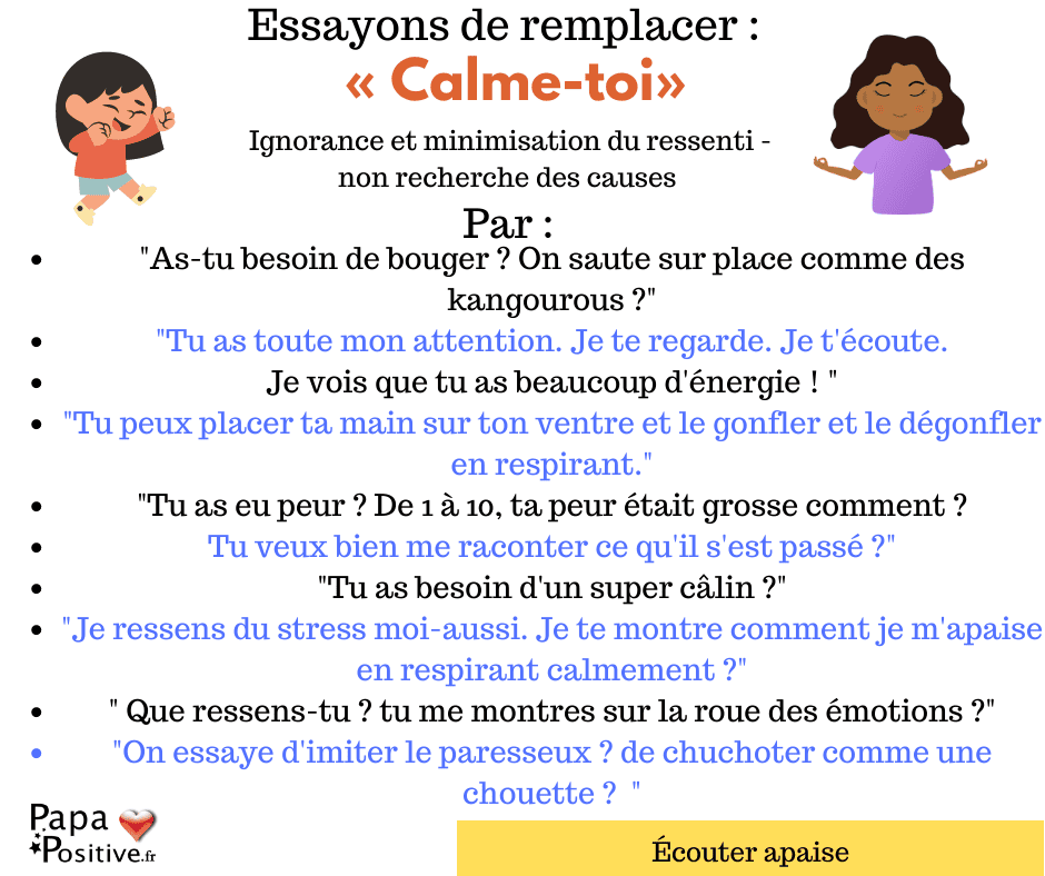 Des phrases pour remplacer "calme-toi"