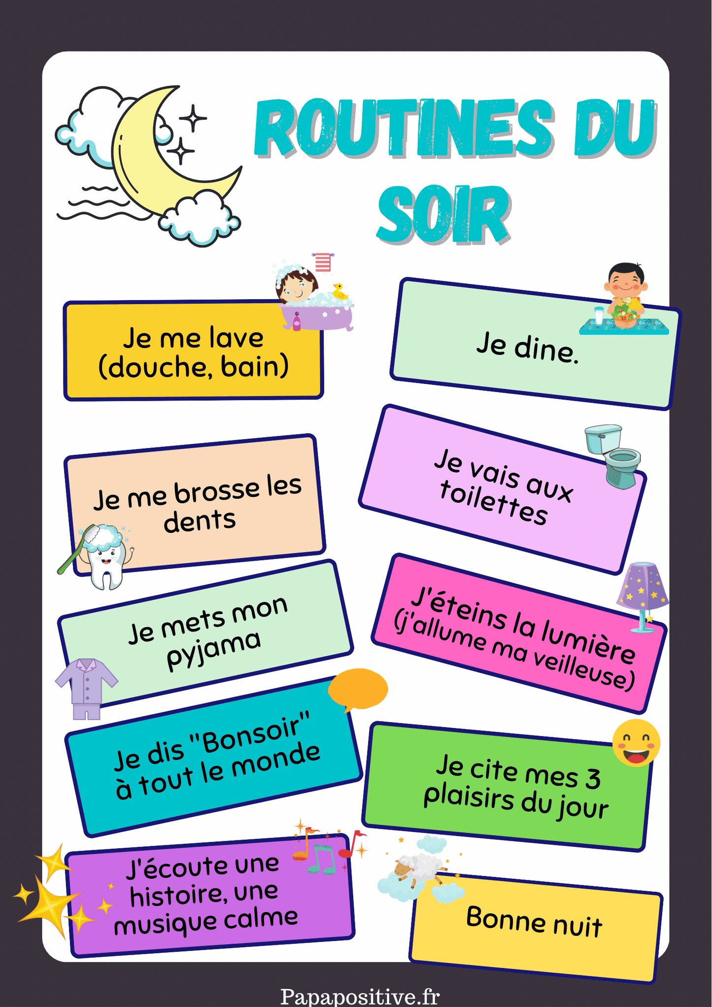 Le tableau des routines du matin et du soir