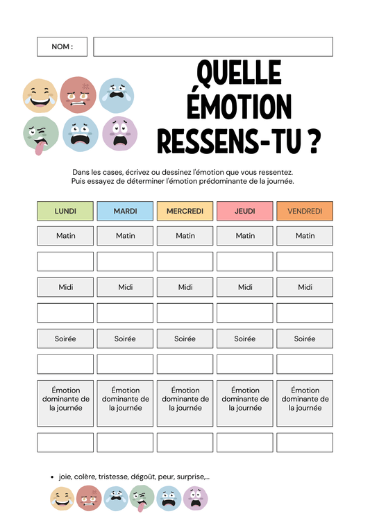 Journal des émotions de la semaine