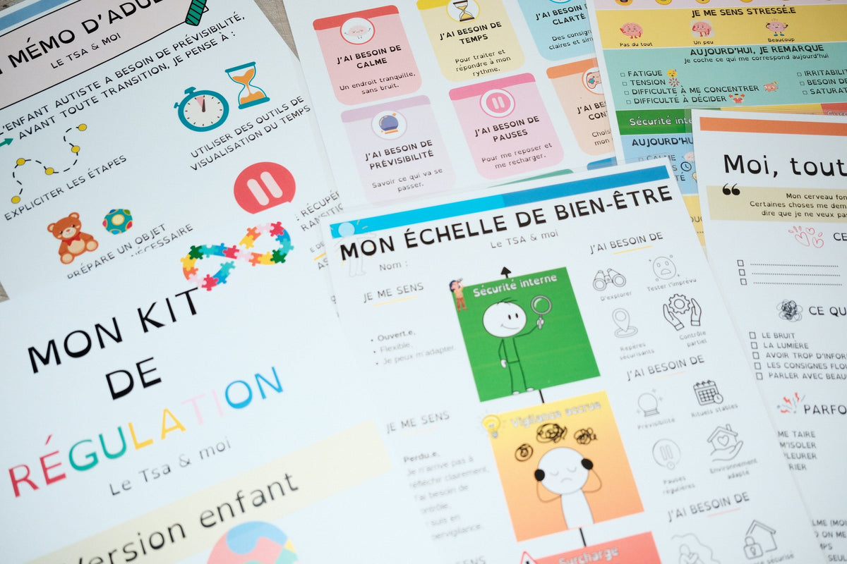 Kit de régulation et accompagnement TSA (ENFANT) — 11 outils PDF imprimables