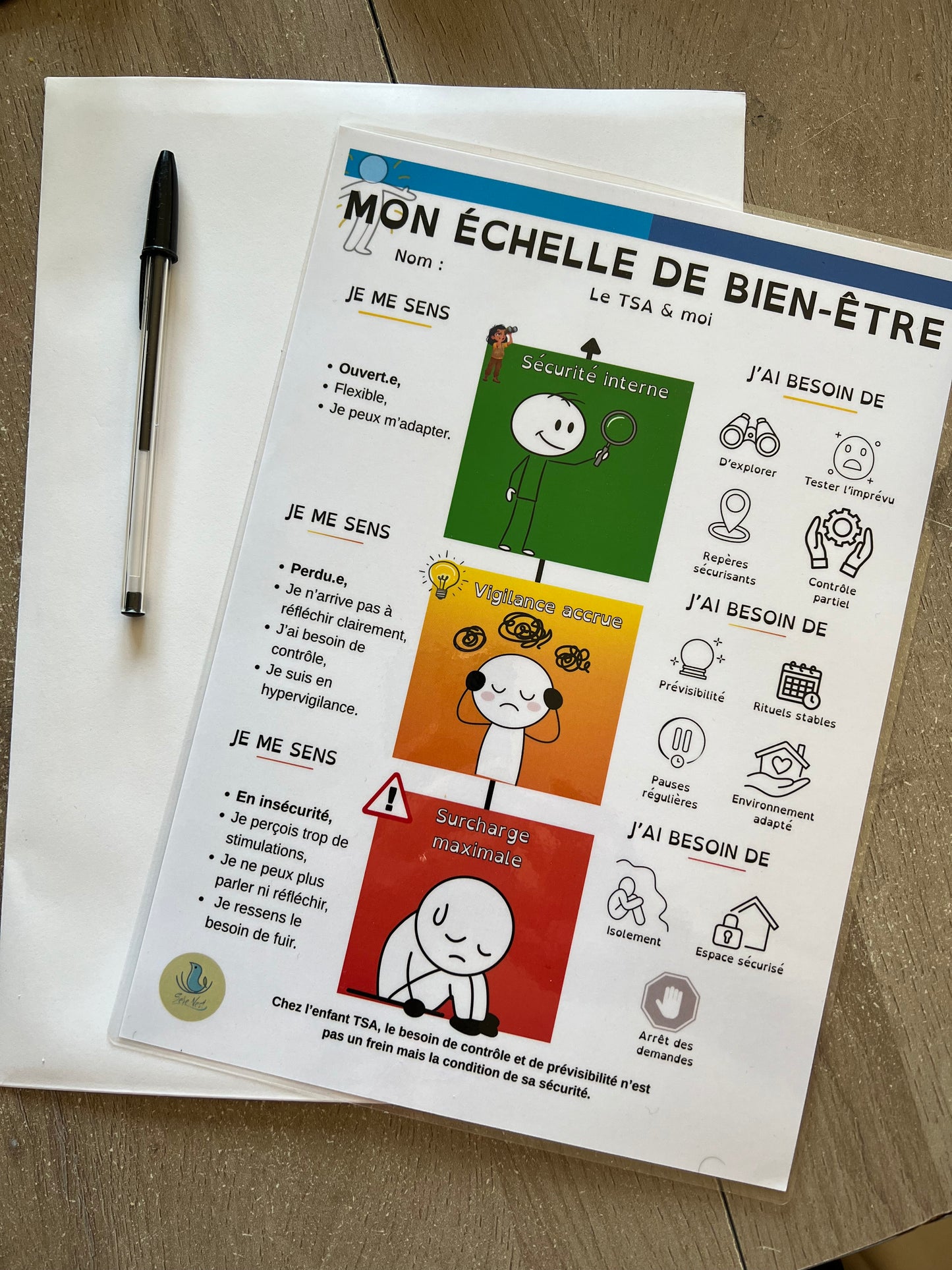 Échelle TSA enfant illustrée (version plastifiée)