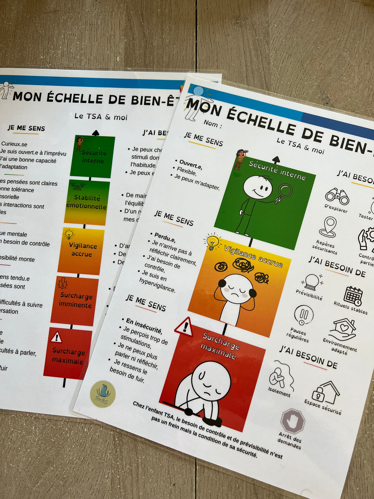 Lot de 2 échelles TSA plastifiées (enfant + adulte)