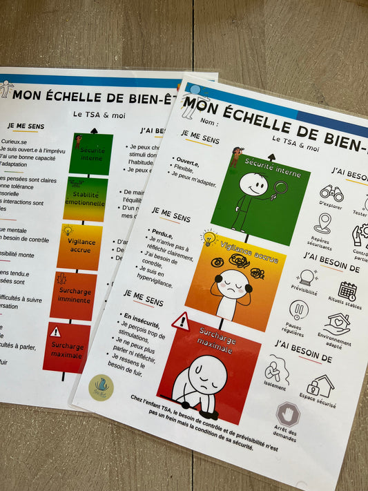 Lot de 2 échelles TSA plastifiées (enfant + adulte)