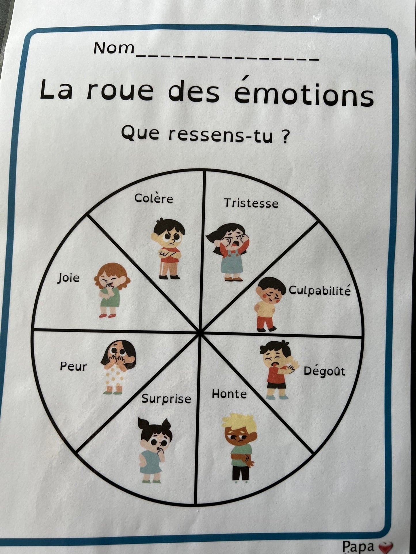 La roue des 8 émotions (format plastifié)