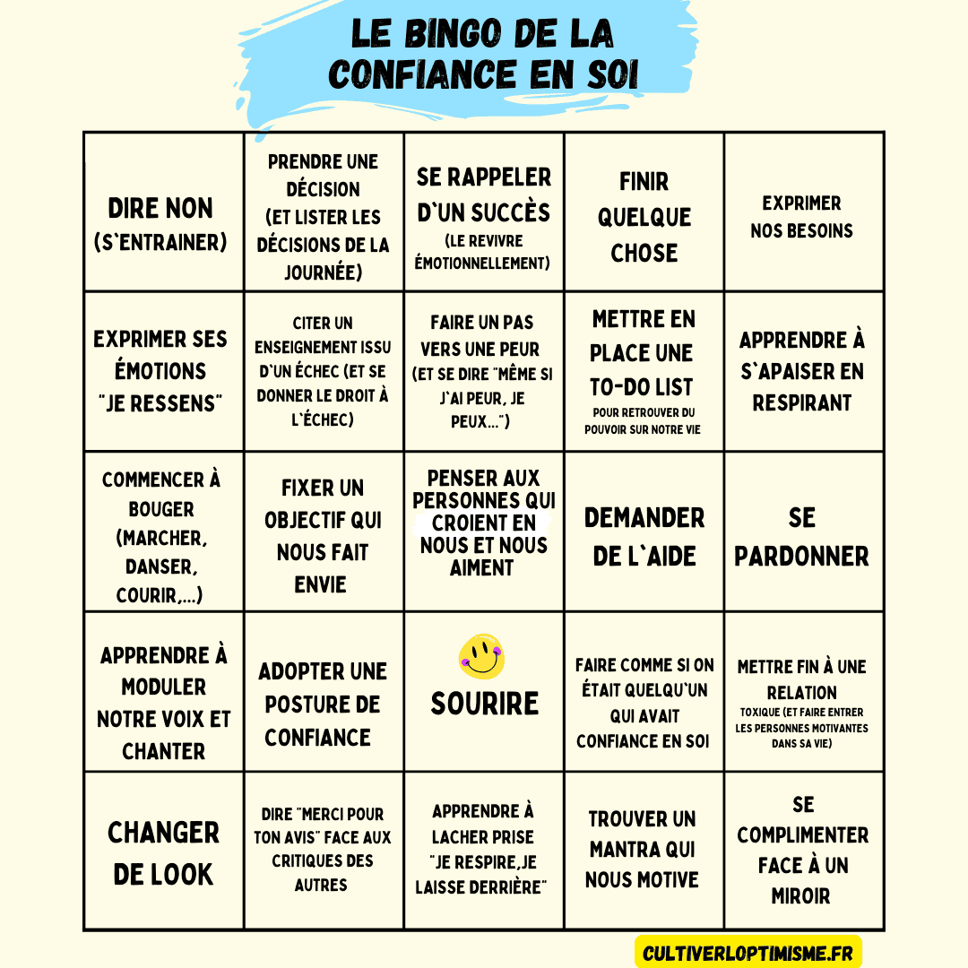 Le bingo de la confiance en soi