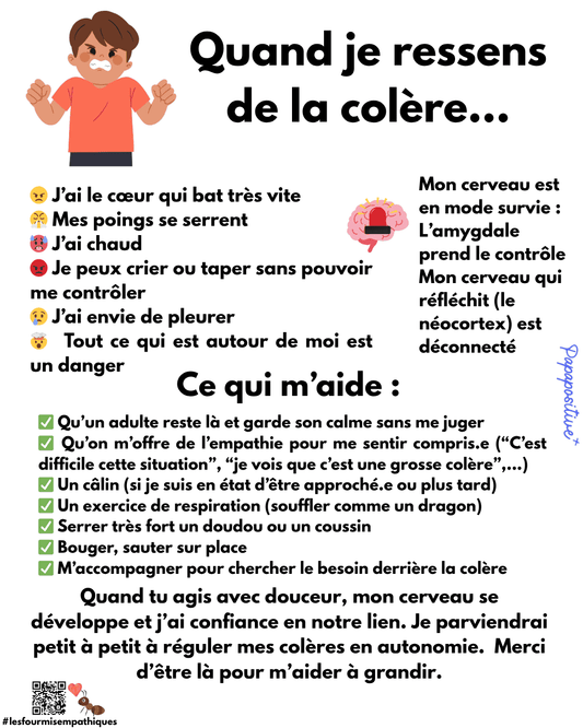 Affiche explicative de la colère de l'enfant