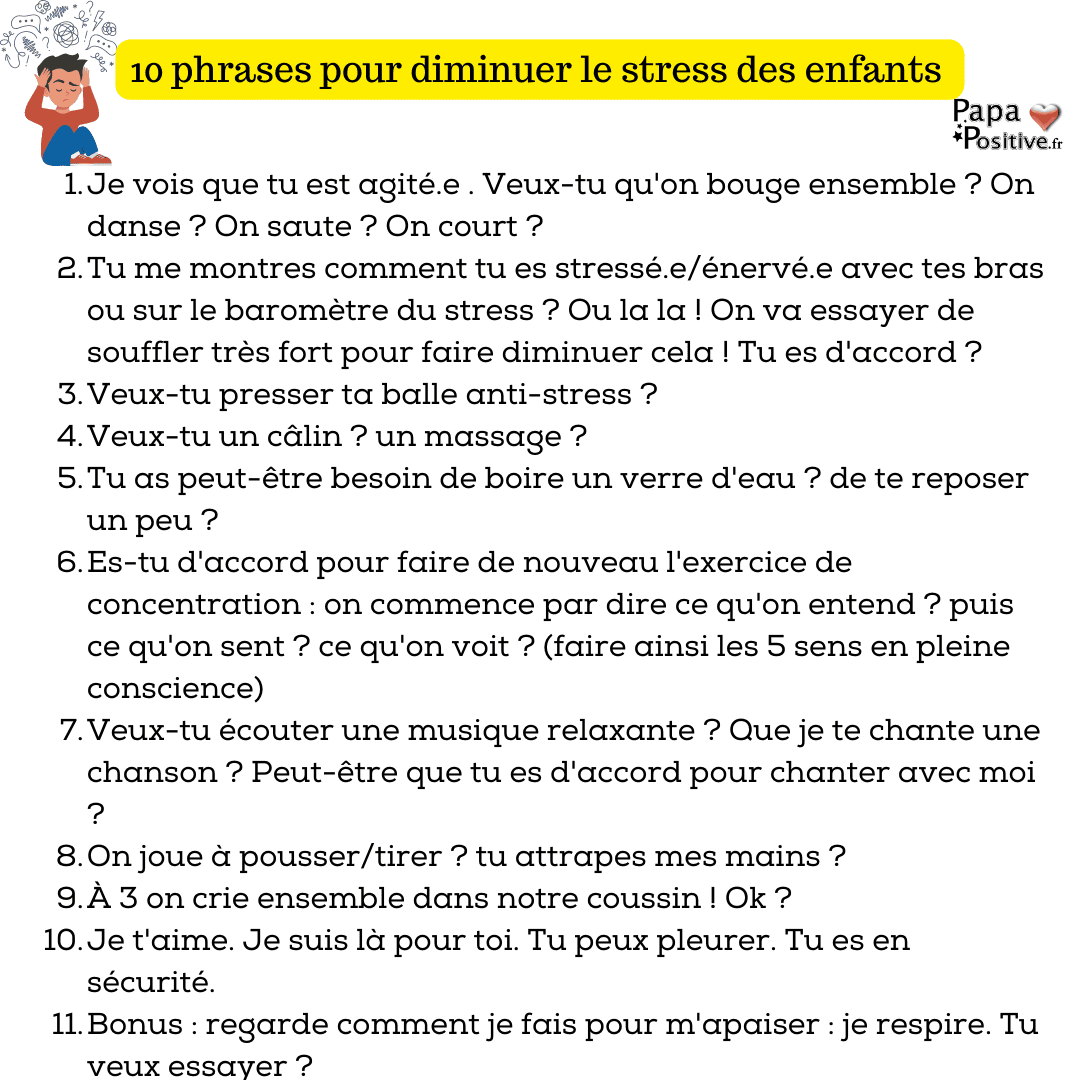 10 phrases pour diminuer le stress des enfants