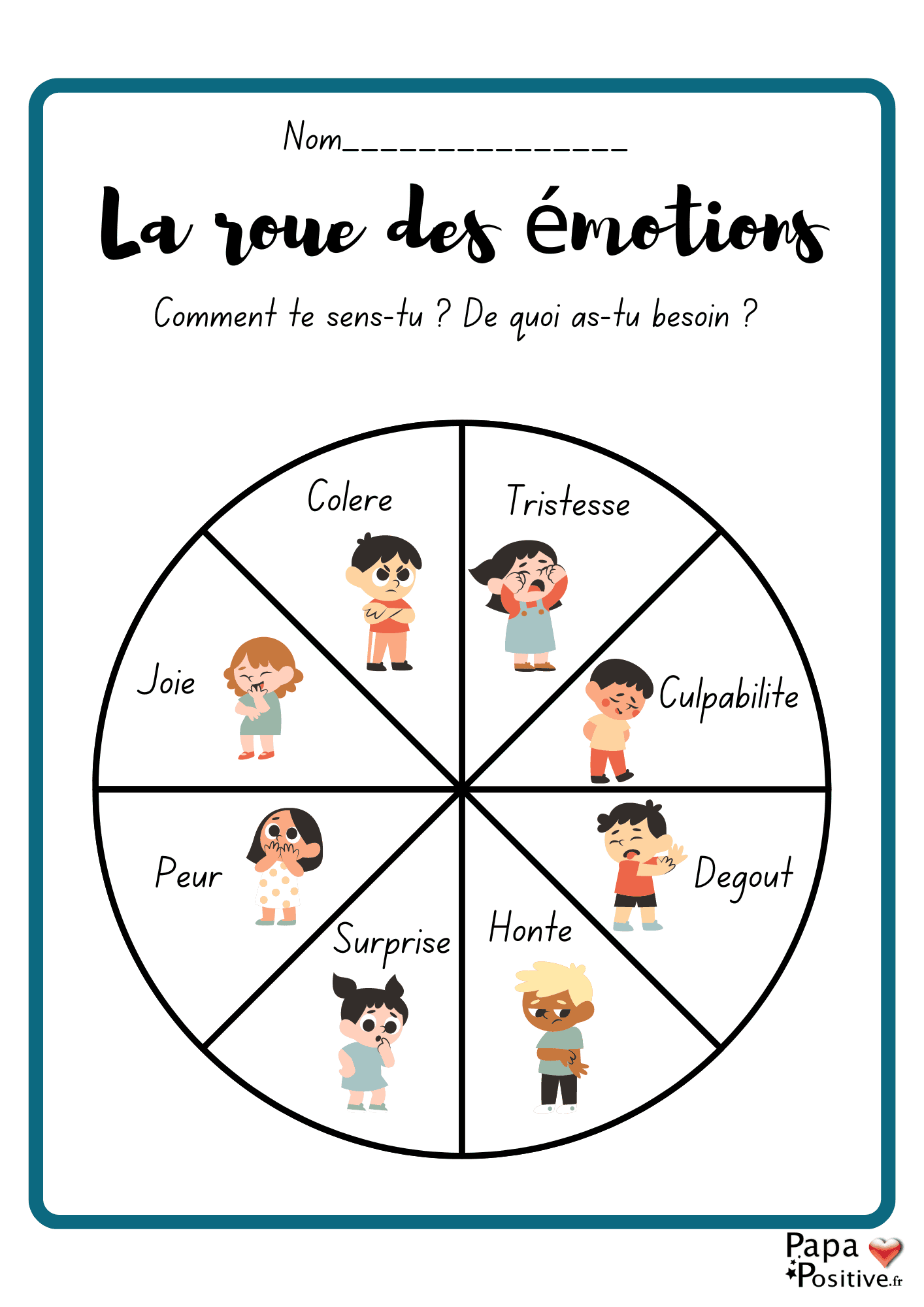 La roue des 8 émotions